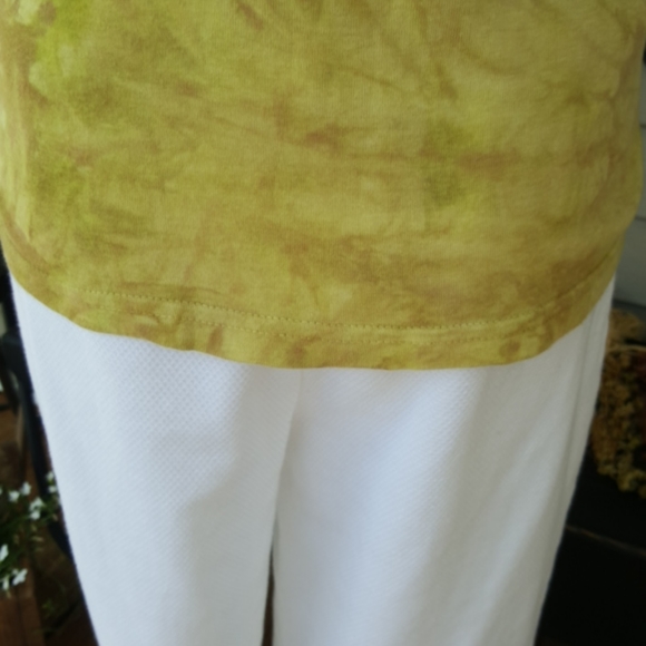 ELEGANTISSIMO FIRENZE ♡ Sweet Vintage Lime Green Tie-Dye Long Short Sleeve Top S - Picture 8 of 12
